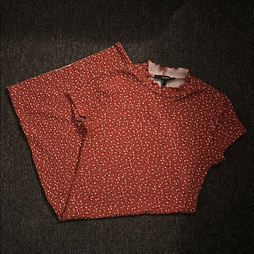 F21 Casual Red Floral Mini Dress